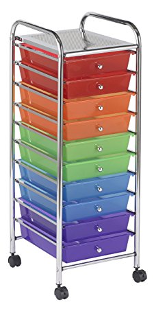 ECR4Kids 10-Drawer Mobile Organizer, Assorted Colors