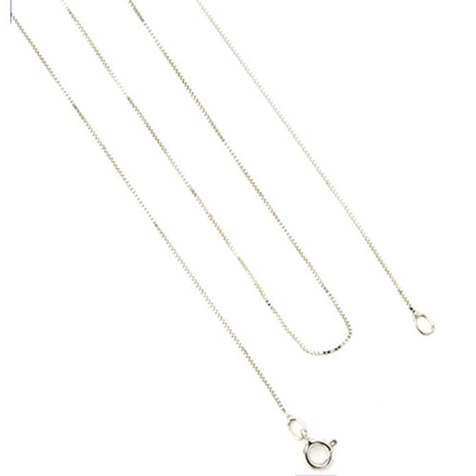 Dazzlingrock Collection Thin Delicate 14k Box Chain Necklace (18 inch), White Gold