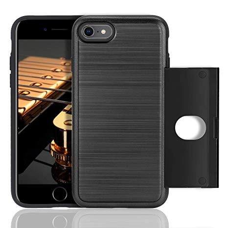 EESHELL iPhone 7 / iPhone 8 Wallet Case [Card Slot] [Drawer] [Slider] [Carry-All Case] TPU PC Shockproof Case Compatible with Apple iPhone 7 and iPhone 8 Devices (4.7 Inch) - Black
