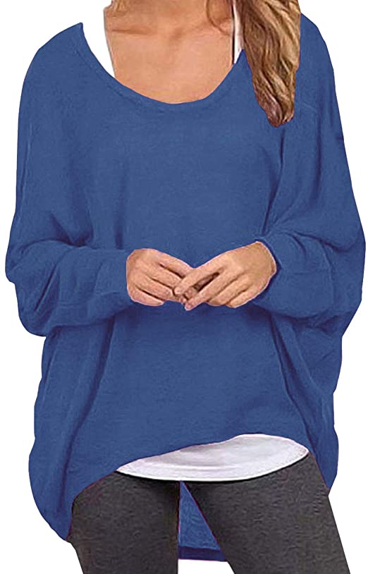 ZANZEA Women's Batwing Sleeve Off Shoulder Loose Oversized Baggy Tops Sweater Pullover Casual Blouse T-Shirt