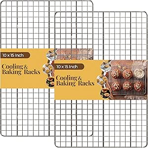 Utopia Kitchen Cooling Racks for Baking, Stainless Steel Wire Cookie Rack Fits Jelly Roll Sheet Pan, Oven Safe for Cooking, Roasting, Grilling - 10 x 15 Inches (2 Pack)