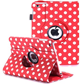 iPad mini 1/2/3 Case, RC iPad mini 360 Rotating Smart Case Cover Stand for Apple iPad mini 1 2 3 (Polka Dot Red)