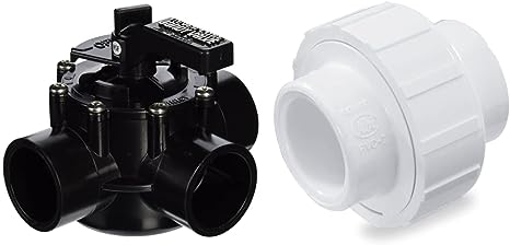 Jandy 4715 3-Port 1-1/2 to 2-Inch Positive Seal NeverLube Valve & NDS WU-1500-S PVC Pipe Fitting, 1-1/2-Inch Slip Union, Schedule 40, EPDM O-ring, White