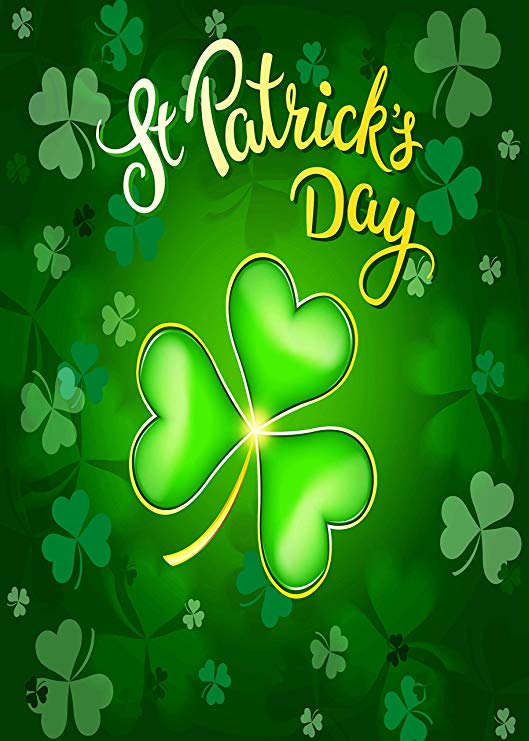 Saint Patricks Day Shamrock Garden Yard Flag Banner House Home Decor 28 x 40 inch, Green Clover Large Decorative Double Sided Welcome Flags for Holiday Wedding Party Outdoor Outside