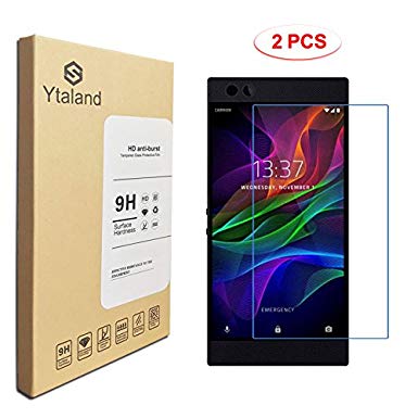 [2 Pack] Razer Phone Screen Protector, Ytaland Tempered Glass Anti-fingerprints Thin 9H Hardness Screen Protector For Razer Phone