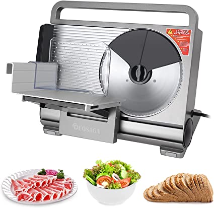 Foldable Electric Meat Slicer Machine, Home Use Food Slicer, 0-15mm Adjustable Thickness, Removable Stainless Steel Blade, Detachable Design, Meat Slicers for Meat, Cheese, Bread