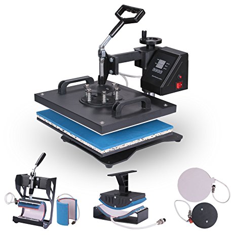 VEVOR Heat Presses 12 X 15 Inch 6 in 1 Digital Multifunctional Sublimation T Shirt Heat Press Machine 1250W 360 Degree Rotation Heat Press Machine for T shirts Hat Mug Cap Plate (12 X 15 Inch 6 in 1)