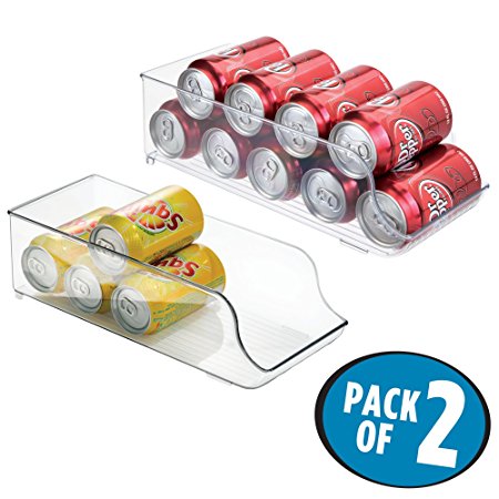 mDesign Refrigerator Soda Can Holder Organizer - Pack of 2, Clear