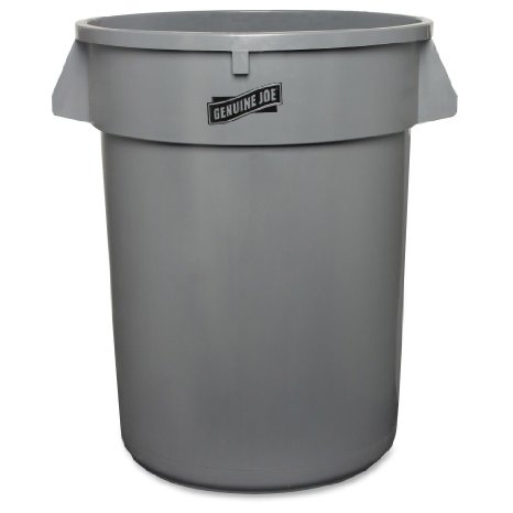 Genuine Joe GJO60463 Plastic Heavy-Duty Trash Container, 32 gallon Capacity, Gray