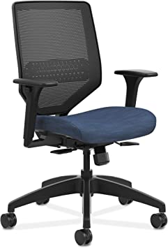 The HON Company HON Solve Mid Task Chair with Mesh Back and Adjustable Lumbar Support, in Midnight (HSLVTMMKD)