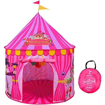 Play Tent for Kids Vibrant Pink Toy Circus Tent in Sturdy Carrying Bag, Durable, Lightweight & Portable Kids Tent for Indoor & Outdoor Use, Easy Setup & Storage, Great Gifting Idea