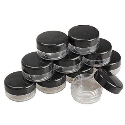 (Quantity: 40 Pieces) Beauticom 10G/10ML High Quality BLACK Lid Plastic Cosmetic Lip Balm Lip Gloss Cream Lotion Eyeshadow Container Jars