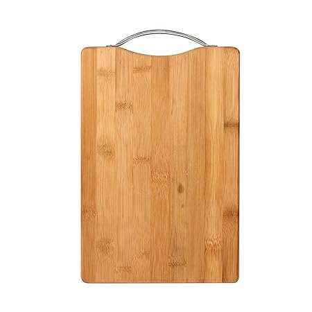 Natural Bamboo Chopping Board Vegetable Cutting Board for Fruits Vegetables Multipurpose for Kitchen with Metal Handle, Biodegradable, 100% BPA Free and Anti-Microbial (20 x 30 x 1.8 cms) (20 * 30)