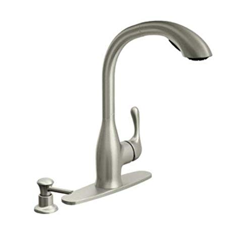 Moen 87450SRS Pullout Spray High-Arc Kitchen Faucet with Soap Dispenser from the Varese Collection, Spot Resist Stainless