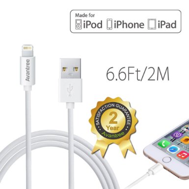 Apple MFi certified Avantree 66ft  2M Long Lightning Cable for High Speed Data Sync Charge Compatible with All Apple iOS versions 2 Year Warranty