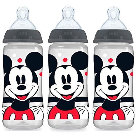 NUK Smooth Flow Disney Bottle, Mickey Mouse, 10 Oz, 3 Pack, Color may vary (Packaging may vary)