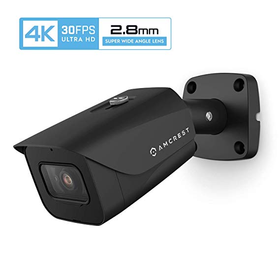 Amcrest 4K POE Camera 30fps UltraHD 8MP Outdoor Bullet PoE IP Camera, 164ft Night Vision, 2.8mm Wide Lens, 111° Viewing Angle, IP67 Weatherproof, 4K (3840x2160) @30fps, Black (IP8M-2597EB-28MM)