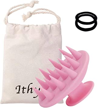 Ithyes Scalp Massager Hair Shampoo Brush with Soft Silicone Bristle, Dandruff Treatment, Head Scrubber Comfortable for All Hair Types of Curly Girls, Women, Men, Kids, Pets (Pink)