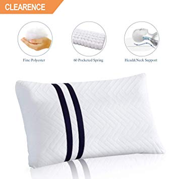 JOLLYVOGUE Pillow for Back and Side Sleeping-Hypoallergenic 60 Pocket Spring Bed Pillow with Different Spring Coefficients,Head&Neck Support Pillow-1 Pack