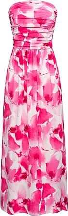 GRACE KARIN Women Strapless Casual Loose Ruched Long Maxi Dress with Pockets