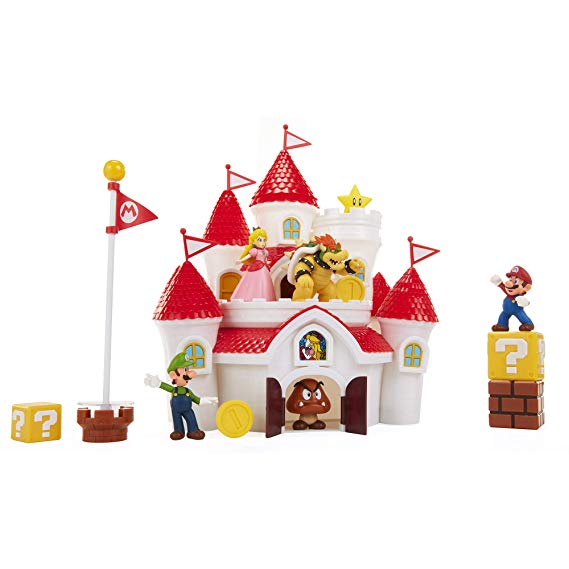 Nintendo Super Mario Deluxe Mushroom Kingdom Castle Playset with 5 Figures & 4 Accessories