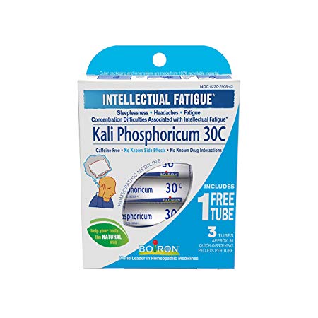 Boiron Kali Phosphoricum 30C, 3 Tubes (80 Pellets per Tube), Homeopathic Medicine for Intellectual Fatigue