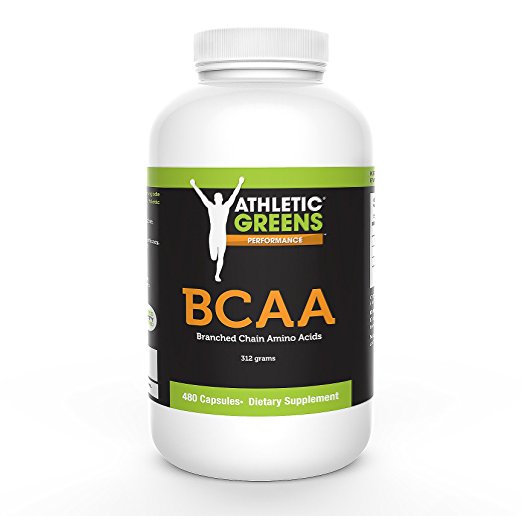 Athletic Greens - Monster Value Pack - Pure Branch Chain Amino Acids (BCAA) 312 grams per bottle, 480 Capsules