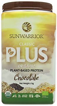 Sunwarrior Classic Plus Organic Plant Based Vegan Protein Powder, Chocolate, 1kg