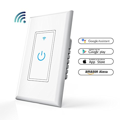 WiFi Smart Light Switch In-Wall, Phone Remote Control Wireless Switch No Hub Required, Timing Function, Automatic Control Your Fixtures From Anywhere, Works with Amazon Alexa, Overload Protection 15A