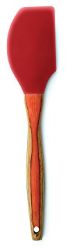 Norpro Rainbow Wood Spatula/Scraper with Red Silicone Head