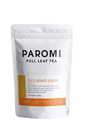 Paromi Tulsi Orange Ginger Herbal Infusion Loose Leaf Tea, Caffeine Free, 2 Ounces