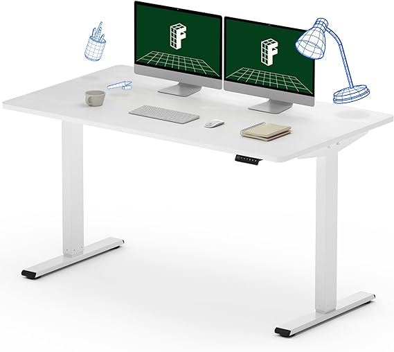 FLEXISPOT EN1 Large Stand Up Desk 55 Inches Whole-Piece Desk Computer Workstation Ergonomic Memory Controller Height Adjustable Standing Desk (White Frame   55" White Top, 2 Packages)