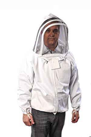 FOREST BEEKEEPING SUPPLY Jacket with Fencing Veil Hood, Professional Premium Beekeeper Jackets (Large)