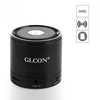 Metal Portable Bluetooth Speakers,Mini Stereo Wireless Speakers with TF/Micro SD Card Slot,Built-in Mic,Aux Jack,Good Bass,for iPhone iPad iPod Galaxy MP3 Players Computer Cell Phone GLCON GS-M7 Black