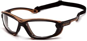 Carhartt Toccoa Safety Glasses, Black/Tan Frame, Clear H2MAX Anti-Fog Lens