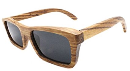 Woodz Eyewear - Handcrafted Zebra Wood Sunglasses, Smoke Polarized Lenses.