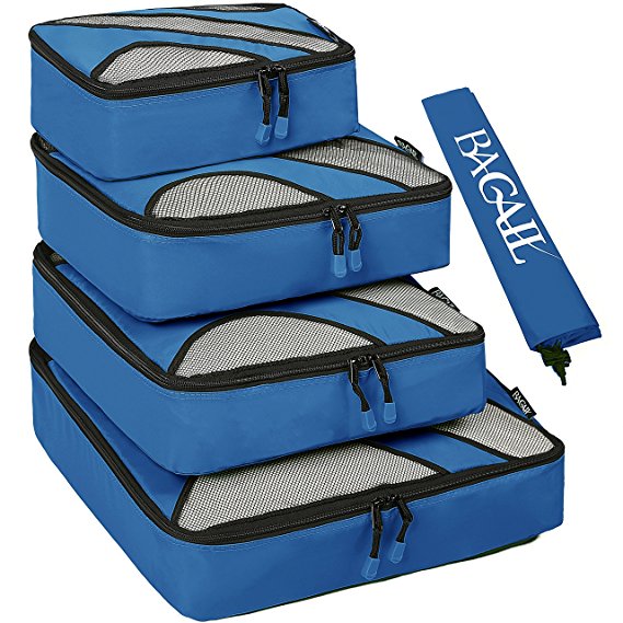 4 Set Packing Cubes,Travel Luggage Packing Organizers with Laundry Bag Dark Blue