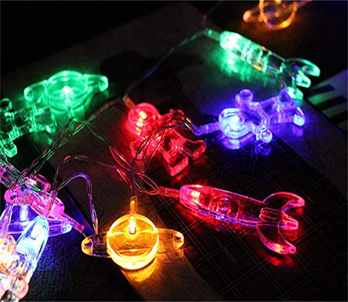 20 LED Children's Room LED String Light Astronaut Spaceship Rocket Pendants Holiday Party Lights Wall Window Nursery or Kids room Decor Wedding Around the Garden Party Patio Christmas (multicolour)