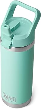 YETI Rambler 18 oz Bottle, Vacuum Insulated, Stainless Steel with Straw Cap, Seafoam