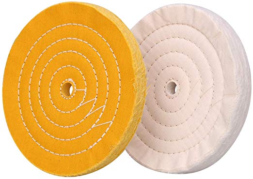 Polishing Wheel for Bench Grinder Buffing Wheel 8 inch White (70 Ply) & Yellow (42 Ply) for Buffer Polisher with 5/8 Inch Arbor Hole 2 PCS