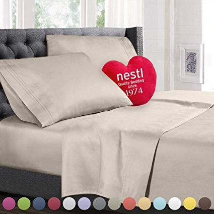 Full Size Bed Sheets Set, Cream Beige, Highest Quality Bedding Sheet Set, 4-Piece (Double) Bed Set, Extra Deep Pockets Fitted Sheet, 100% Luxury Soft Microfiber, Hypoallergenic, Cool & Breathable