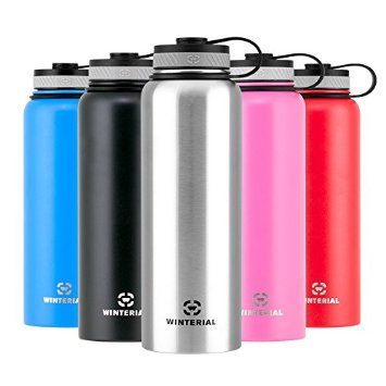 Winterial 40 oz Stainless Steel Insulated Double Walled Wide Mouth HOT & COLD Premium Water Bottle