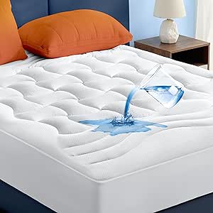 Bedsure California King Mattress Protector Waterproof - Quilted Fitted Cal King Mattress Pad with 8-21" Deep Pocket, Soft Mattress Cover Padded Topper, 72x84 Inches, White