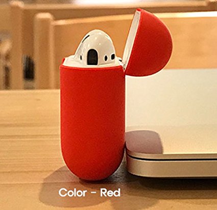 Protective Podskin Airpods Case Shock Proof Soft Skin for Airpods Charging Case（Red）