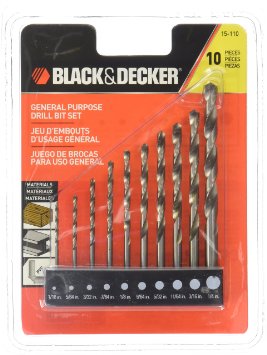 Black & Decker 15-110 High Speed Steel General Purpose Drill Bit Set, 10-Piece