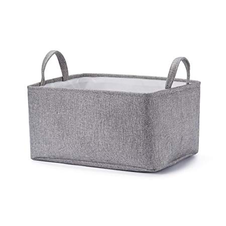 Every Deco Charcoal Grey Rectangular Fabric Lined Collapsible Laundry Hamper Basket with Handles