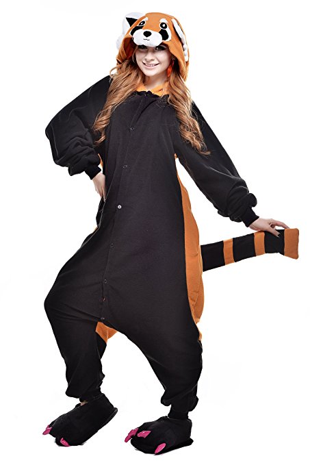 Newcosplay Unisex Raccoon Pyjamas Halloween Onesie Costume