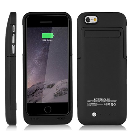 Btopllc Portable Slim Rechargeable External Battery Case External Power Bank Charger Built-in Battery Case for iPhone 6/6s 4.7 inch, 3500mAh Charger Case Powered Backup Battery Case (Black)
