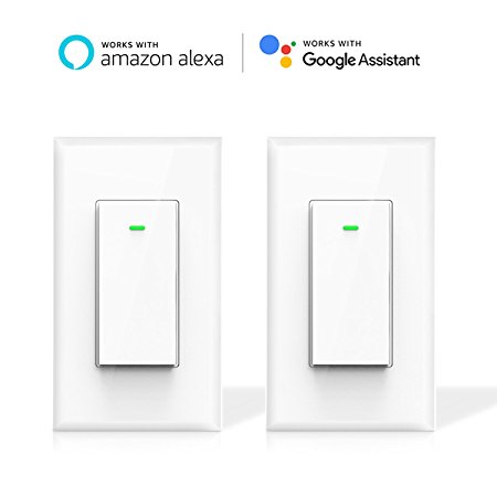 Maxcio Smart Wi-Fi Light Switch, No Hub Required, Works with Amazon Alexa and Google Assistant, Remote Control/Schedule Your Fixtures Anywhere - 15A (Neutral Wire Required) - 2 Packs