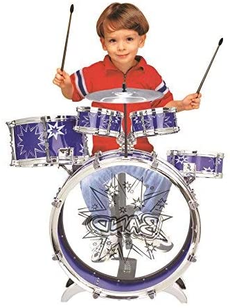 SOKA® Big Band Children's Rockstar Drums & Cymbal Kit With Stool – Realistic Percussion Toy BLUE